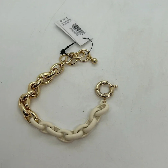 Chico’s Gold/White Large Link Bracelet NWF. Fits up to 8 1/2”. Adjustable to 7” - Picture 2 of 2